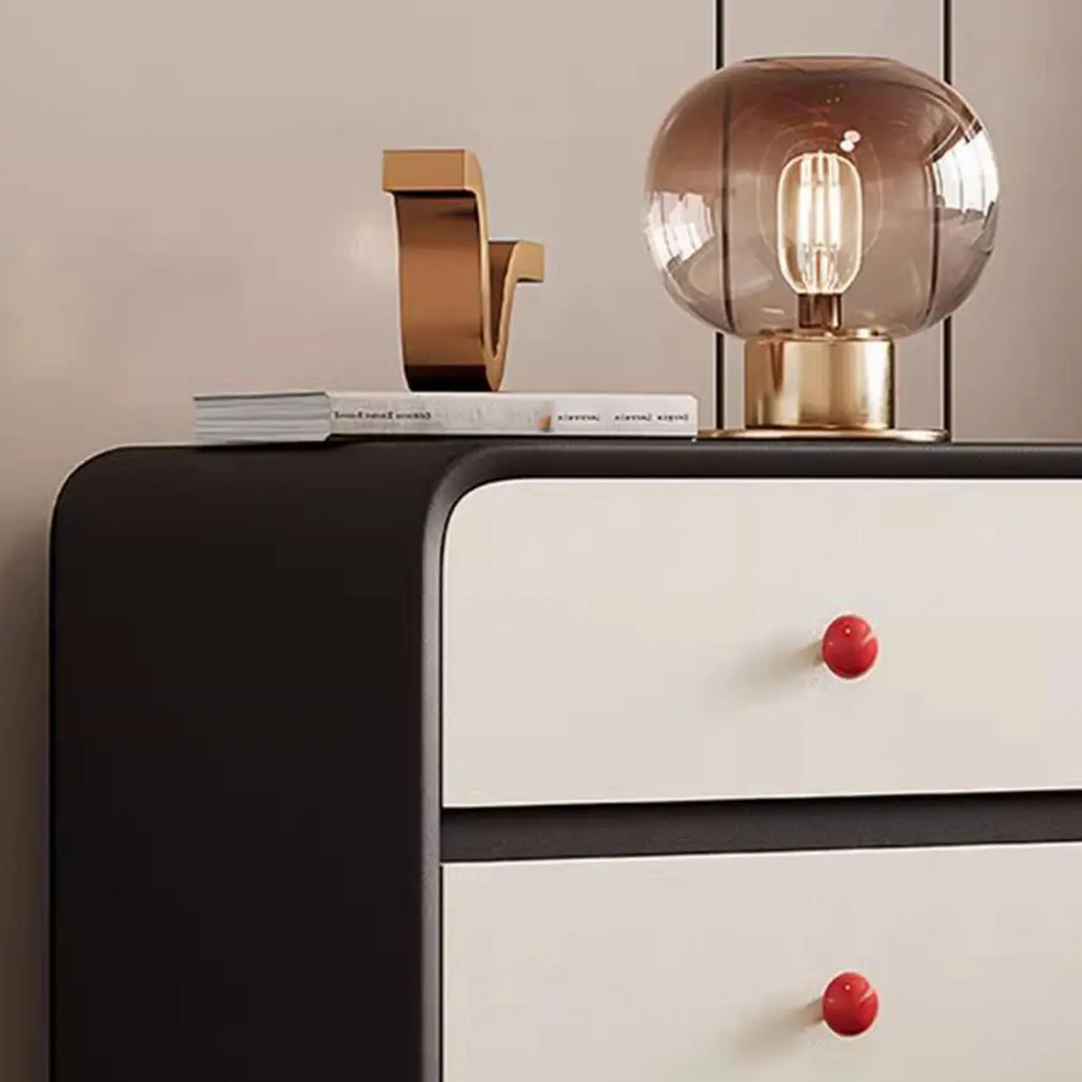 Faux Leather Solid Wood Kids Nightstand with 2-Drawer Image - 11