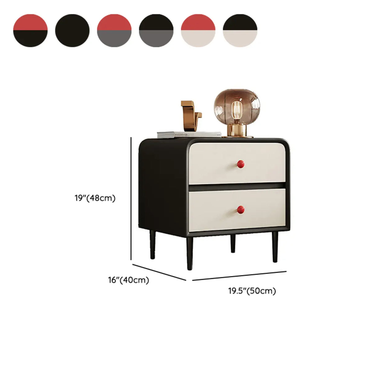 Faux Leather Solid Wood Kids Nightstand with 2-Drawer 