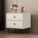 Faux Leather Solid Wood Kids Nightstand with 2-Drawer Image - 5