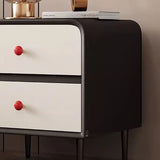 Faux Leather Solid Wood Kids Nightstand with 2-Drawer Image - 6