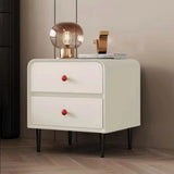 Faux Leather Solid Wood Kids Nightstand with 2-Drawer Image - 7