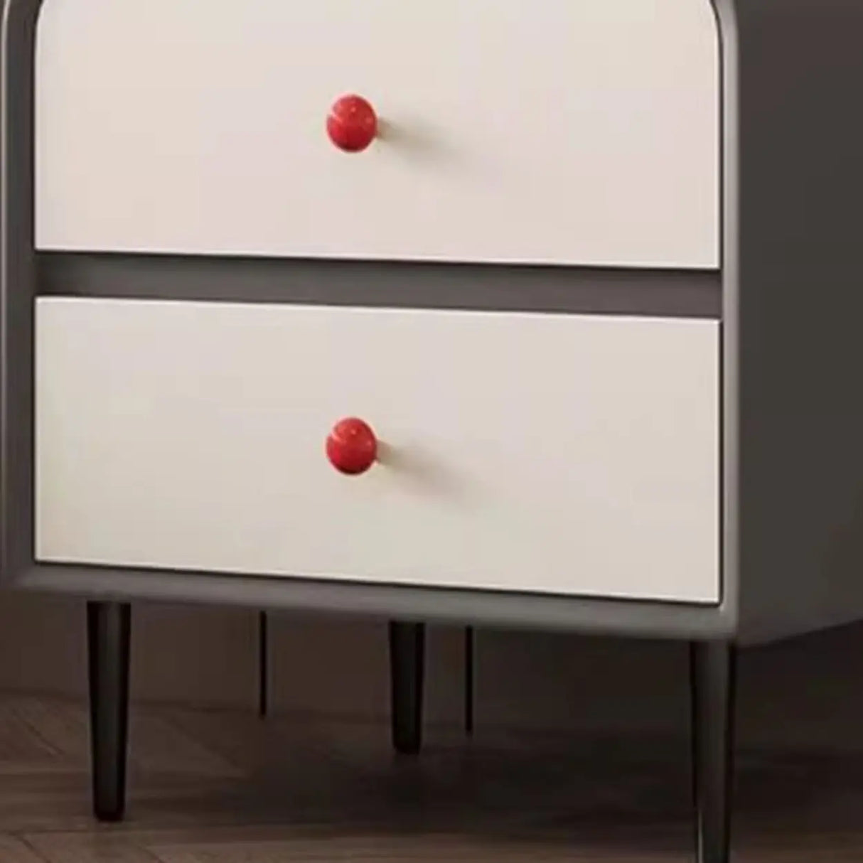 Faux Leather Solid Wood Kids Nightstand with 2-Drawer Image - 8