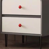 Faux Leather Solid Wood Kids Nightstand with 2-Drawer Image - 8