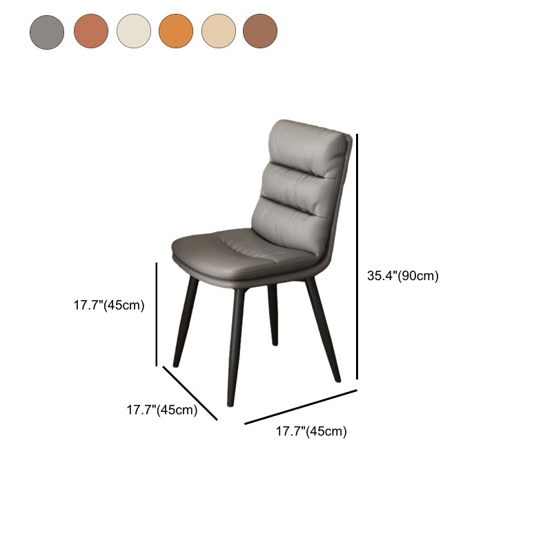 Faux Leather Strip Backrest Upholstered Dining Chair 