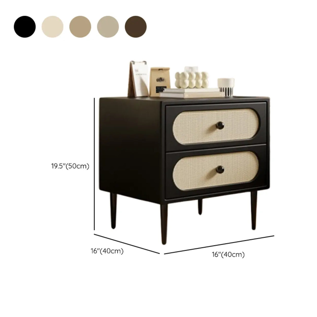 Faux Leather Top Wood Frame Tip Resistant Nightstand 