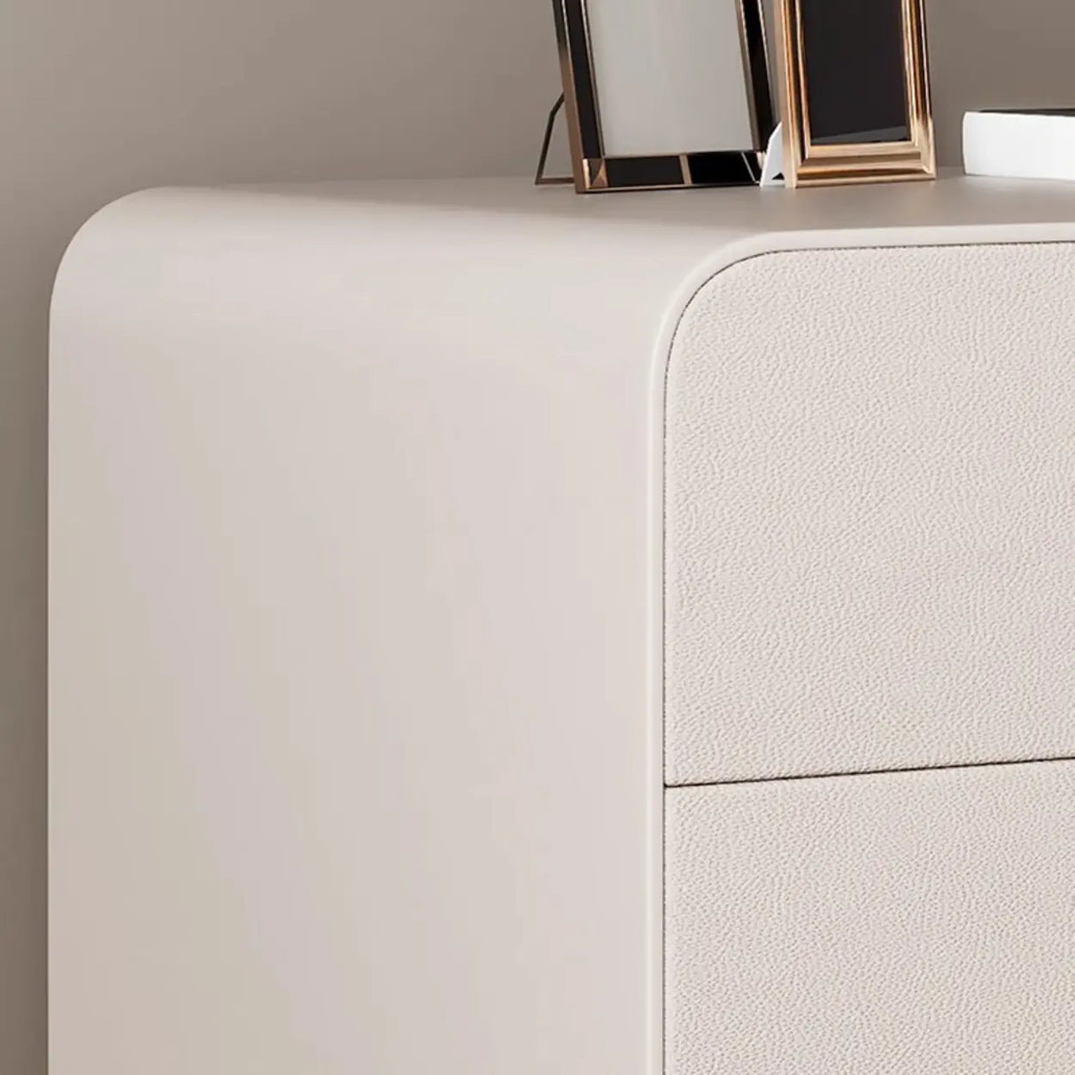 Faux Leather Two Drawers Kids Nightstand with Legs Image - 12