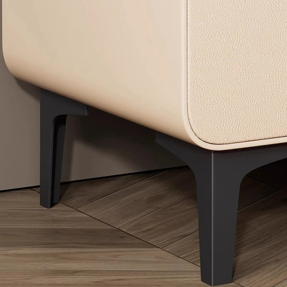 Faux Leather Two Drawers Kids Nightstand with Legs Image - 14
