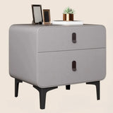 Faux Leather Two Drawers Kids Nightstand with Legs Image - 16