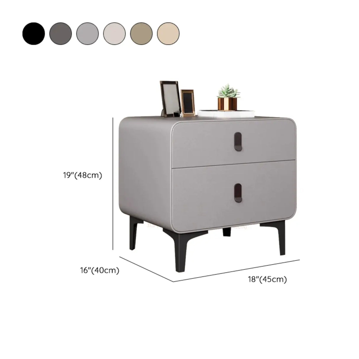Faux Leather Two Drawers Kids Nightstand with Legs Image - 18