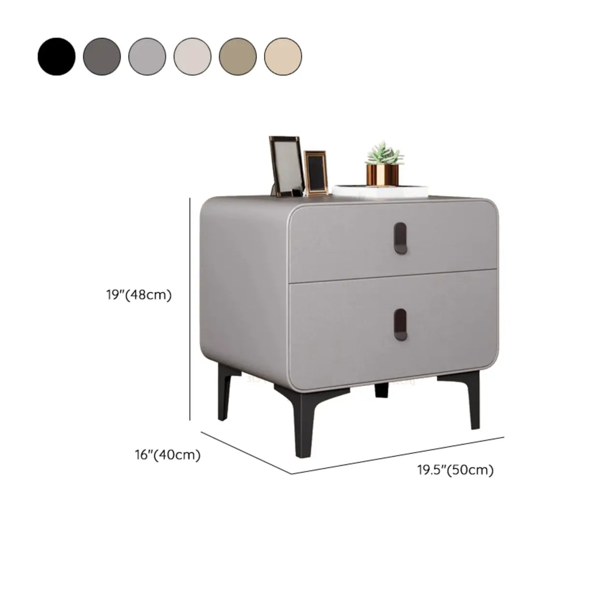 Faux Leather Two Drawers Kids Nightstand with Legs Image - 19