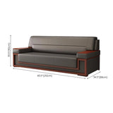 Faux Leather Upholstered Back Red Wood Frame Sofa Set Image - 12