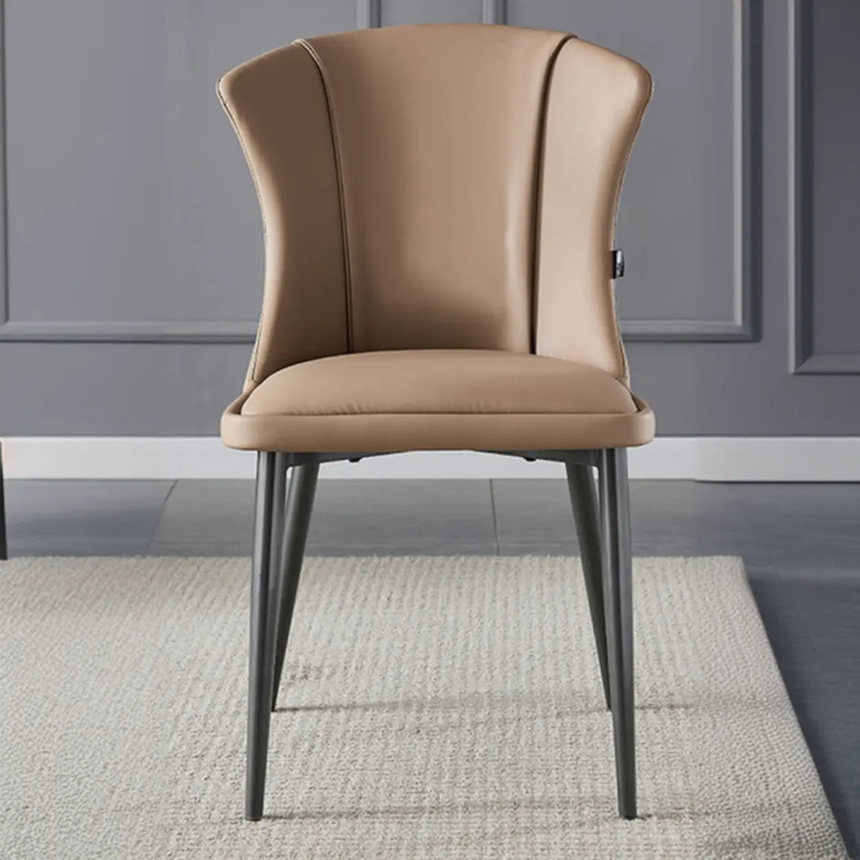 Faux Leather Upholstered Curved Parsons Dining Chair Image - 5