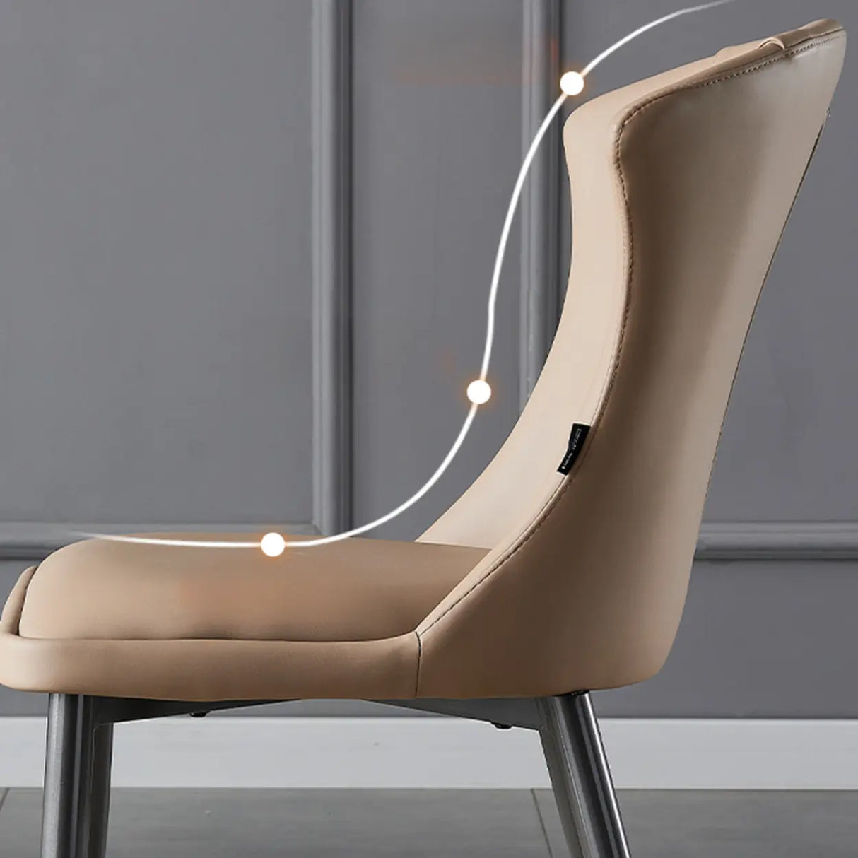 Faux Leather Upholstered Curved Parsons Dining Chair Image - 7