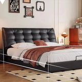 Faux Leather Upholstered Headboard Storage Bed with Mattress Image - 10