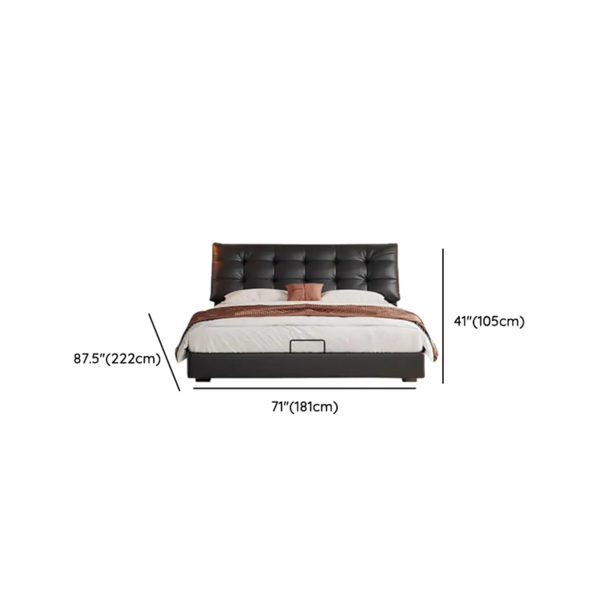 Faux Leather Upholstered Headboard Storage Bed with Mattress Image - 12