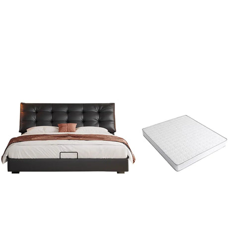Faux Leather Upholstered Headboard Storage Bed with Mattress Image - 2
