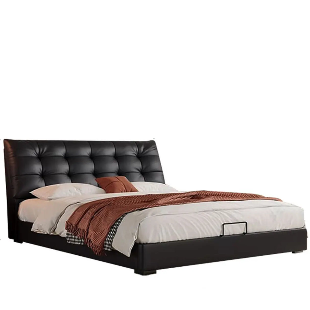 Faux Leather Upholstered Headboard Storage Bed with Mattress Image - 3