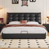 Faux Leather Upholstered Headboard Storage Bed with Mattress Image - 4