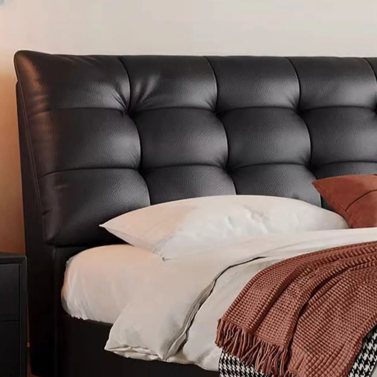 Faux Leather Upholstered Headboard Storage Bed with Mattress Image - 6