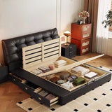 Faux Leather Upholstered Headboard Storage Bed with Mattress Image - 8