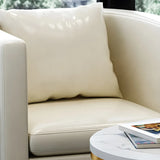 Faux Leather Upholstered Metal Dining Chair with Arms Image - 11