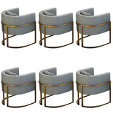 Faux Leather Upholstered Metal Dining Chair with Arms Image - 13