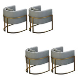 Faux Leather Upholstered Metal Dining Chair with Arms Image - 15