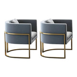 Faux Leather Upholstered Metal Dining Chair with Arms Image - 19