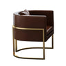 Faux Leather Upholstered Metal Dining Chair with Arms Image - 20