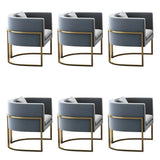 Faux Leather Upholstered Metal Dining Chair with Arms Image - 21