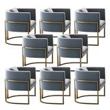 Faux Leather Upholstered Metal Dining Chair with Arms Image - 22