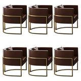 Faux Leather Upholstered Metal Dining Chair with Arms Image - 22