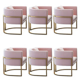 Faux Leather Upholstered Metal Dining Chair with Arms Image - 26
