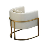 Faux Leather Upholstered Metal Dining Chair with Arms Image - 26