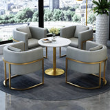 Faux Leather Upholstered Metal Dining Chair with Arms Image - 3