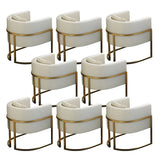 Faux Leather Upholstered Metal Dining Chair with Arms Image - 42