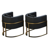 Faux Leather Upholstered Metal Dining Chair with Arms Image - 4