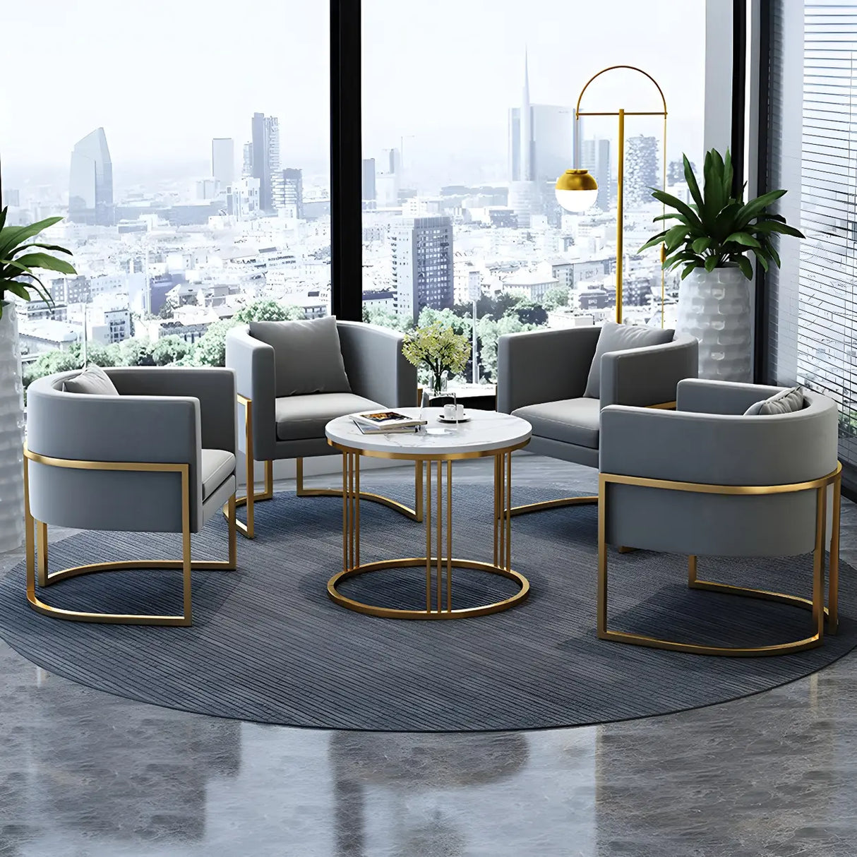 Faux Leather Upholstered Metal Dining Chair with Arms Image - 6