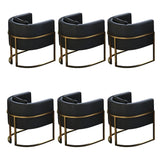 Faux Leather Upholstered Metal Dining Chair with Arms Image - 7