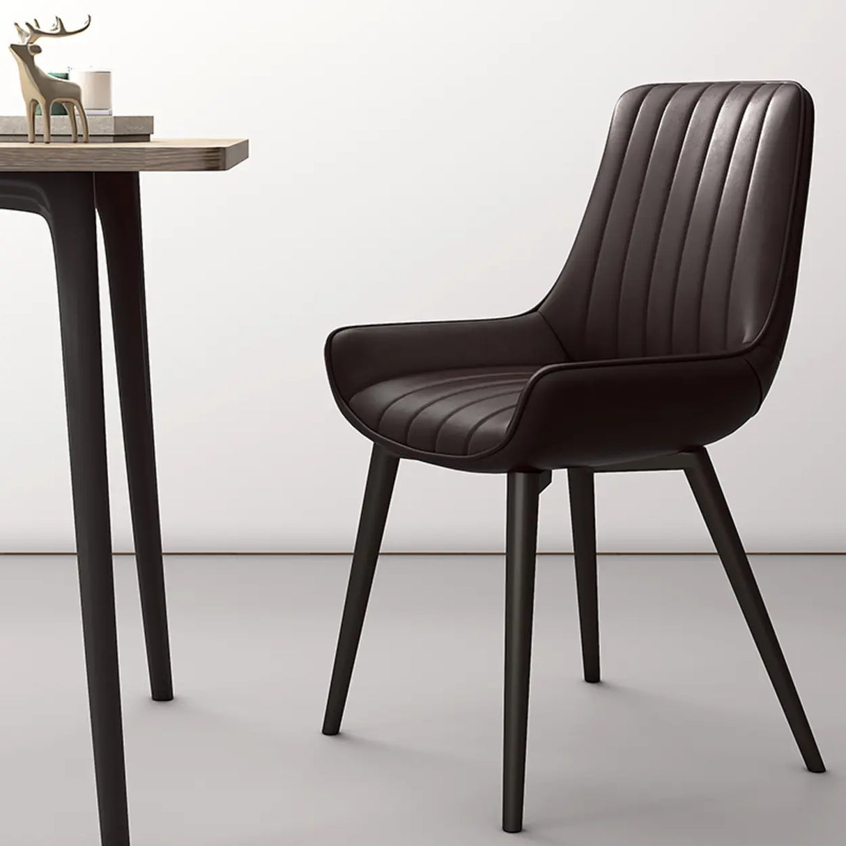 Faux Leather Upholstered Parsons Dining Chair Black Image - 12