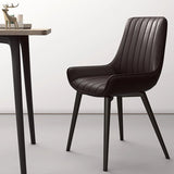 Faux Leather Upholstered Parsons Dining Chair Black Image - 12