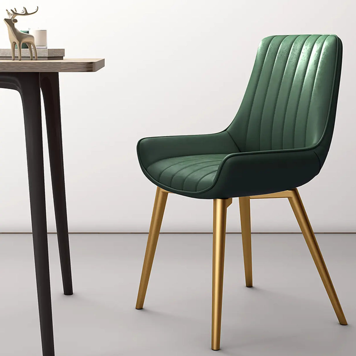 Faux Leather Upholstered Parsons Dining Chair Black Image - 16