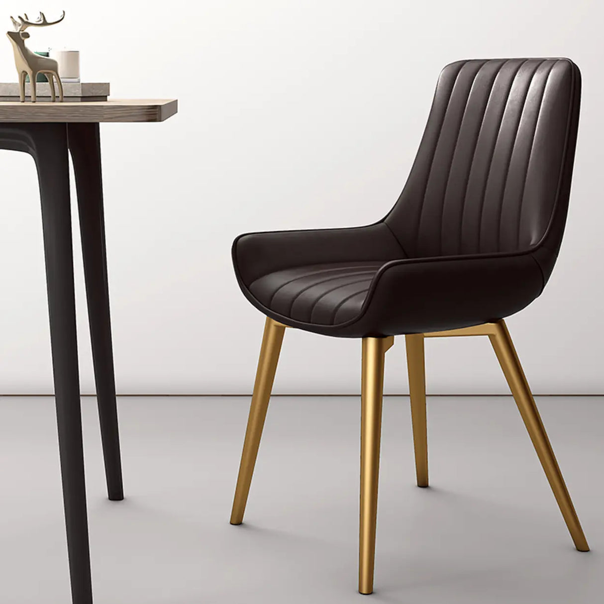 Faux Leather Upholstered Parsons Dining Chair Black Image - 19