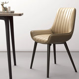 Faux Leather Upholstered Parsons Dining Chair Black Image - 2