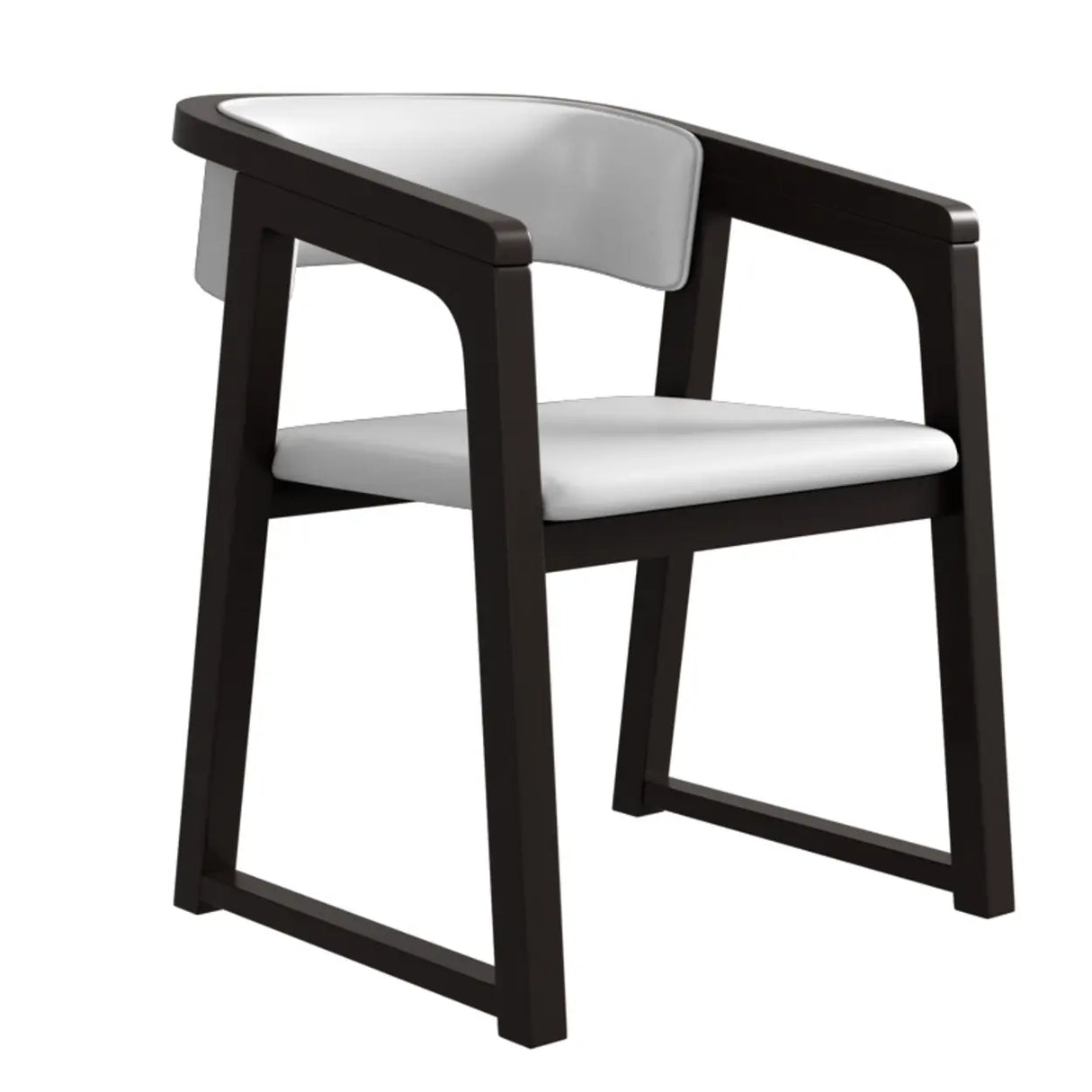 Faux Leather Upholstered Sled Leg Wood Arm Dining Chair Image - 14