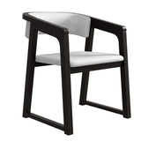 Faux Leather Upholstered Sled Leg Wood Arm Dining Chair Image - 14