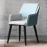 Faux Leather Upholstered Solid Back Arm Dining Chair Image - 5