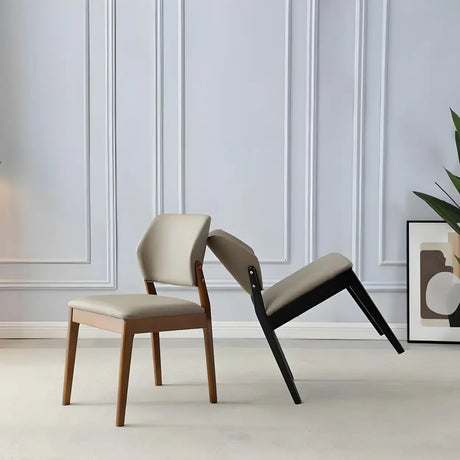 Faux Leather Upholstered Wooden Frame Dining Side Chair Image - 1