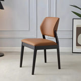 Faux Leather Upholstered Wooden Frame Dining Side Chair Image - 11