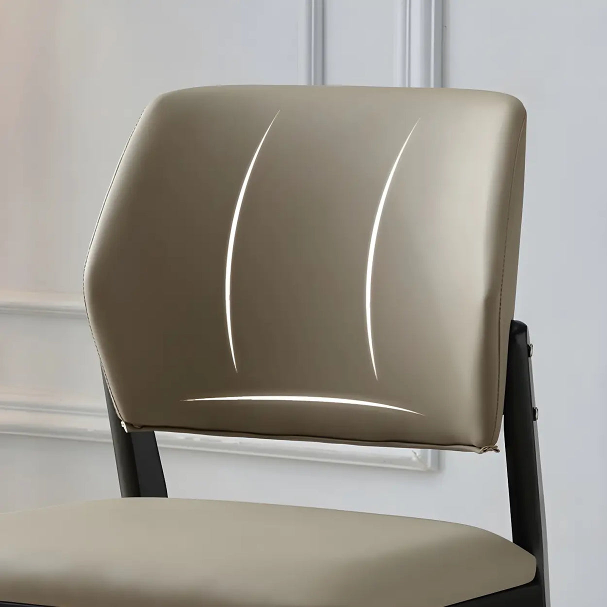 Faux Leather Upholstered Wooden Frame Dining Side Chair Image - 12